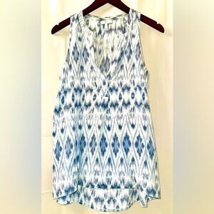 Joie Aruna Ikat Stripe Sleeveless Silk Blouse